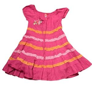 NWT - Wati Flower Embroidered Tiered Dress in Pink & Orange Size 8